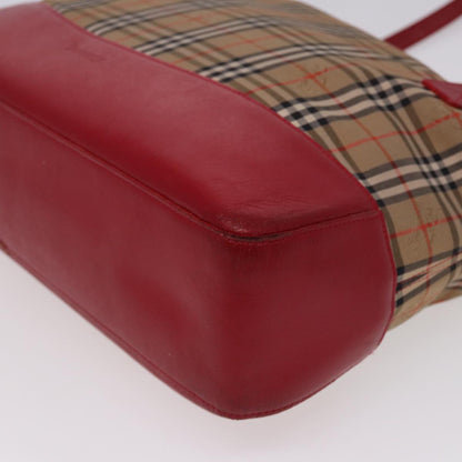 BURBERRYSs Nova Check Tote Bag Canvas Beige Red Auth 78424