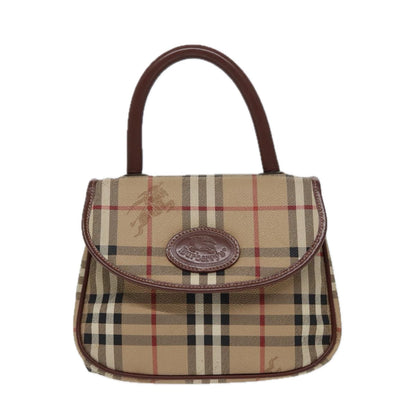 BURBERRYSs Nova Check Hand Bag PVC Leather 2way Beige Auth 78448