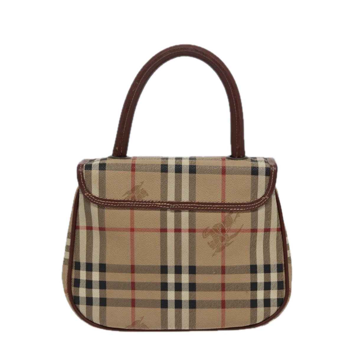 BURBERRYSs Nova Check Hand Bag PVC Leather 2way Beige Auth 78448