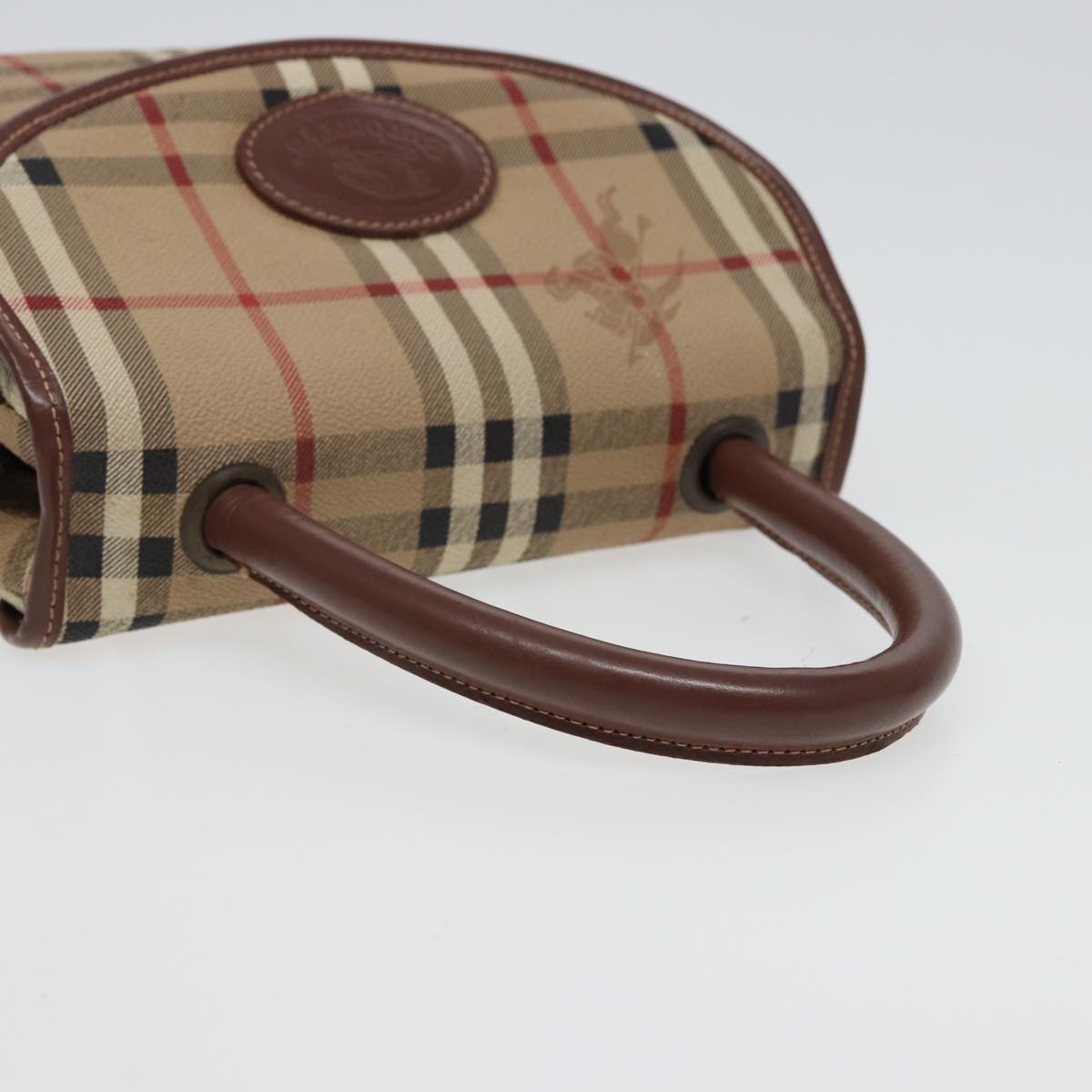 BURBERRYSs Nova Check Hand Bag PVC Leather 2way Beige Auth 78448