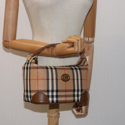 BURBERRYSs Nova Check Hand Bag Canvas Beige Auth 78457