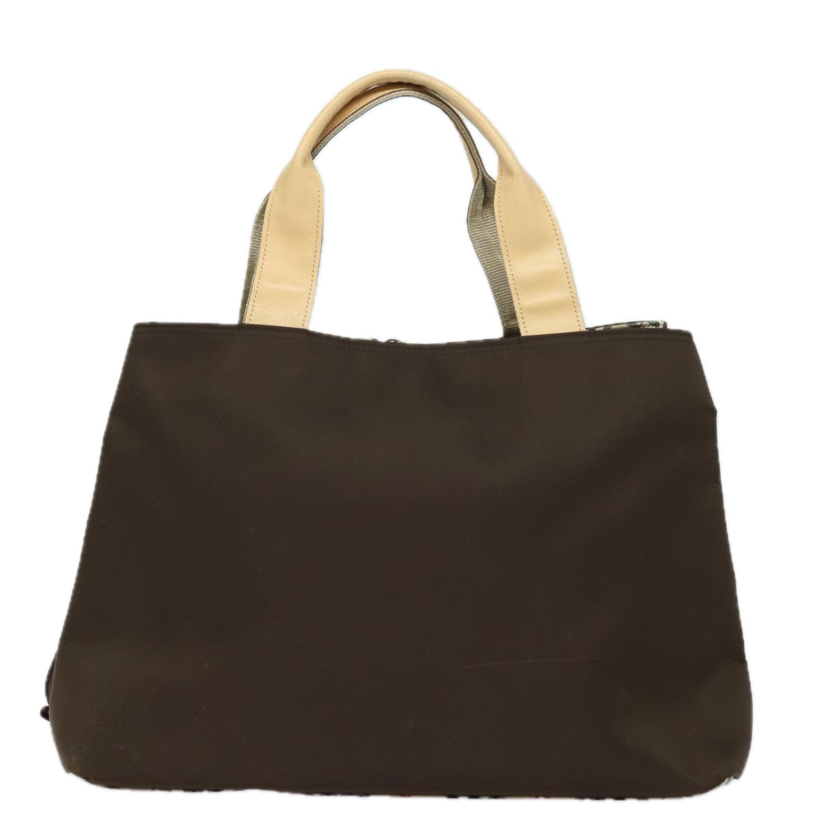 BURBERRY Nova Check Hand Bag Nylon Brown Auth 78543
