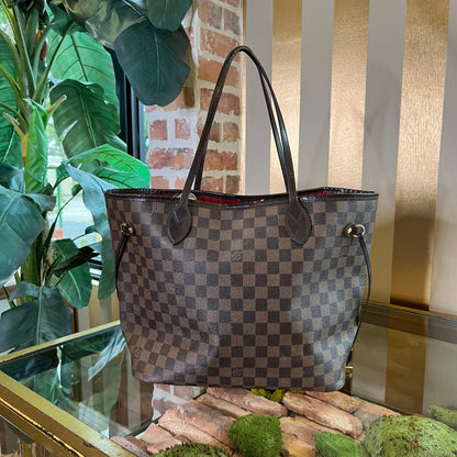 LOUIS VUITTON Neverfull MM Damier Ebene Cherry Tote