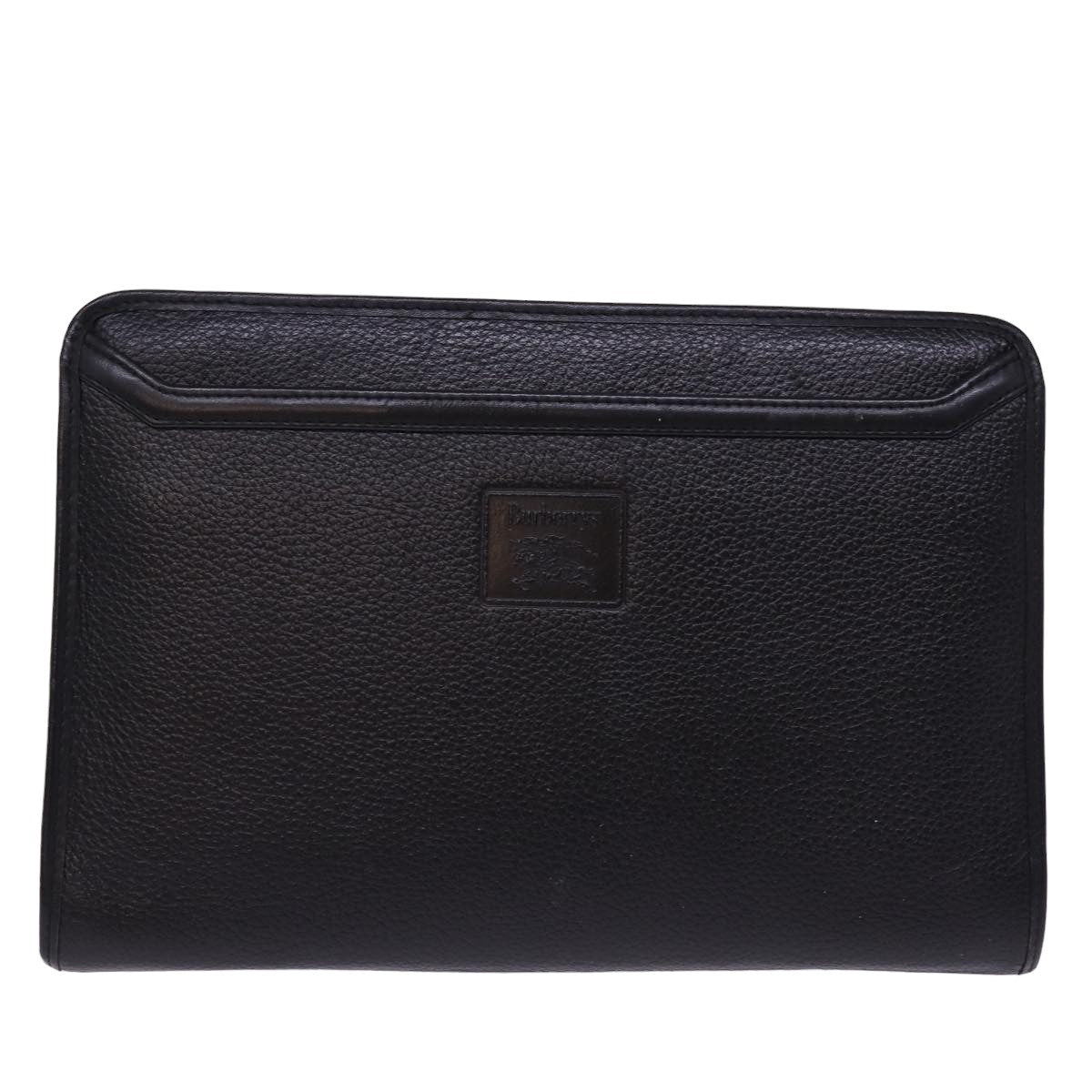 BURBERRYSs Clutch Bag Leather Black Auth 78604