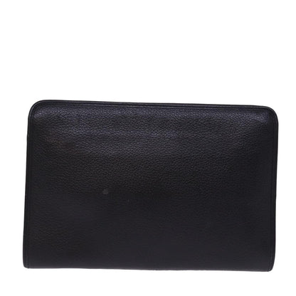 BURBERRYSs Clutch Bag Leather Black Auth 78604