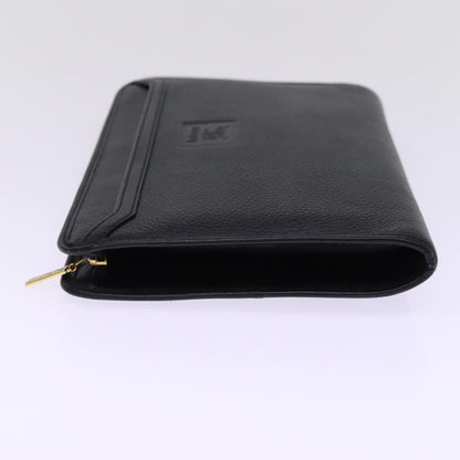 BURBERRYSs Clutch Bag Leather Black Auth 78604