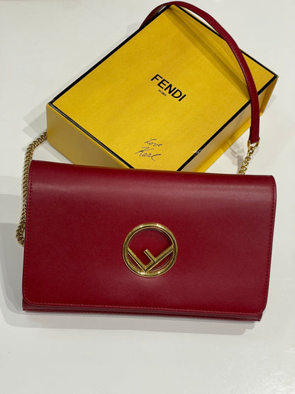 Fendi - Sac Wallet Chain FF rouge