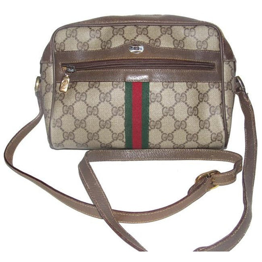 Gucci Vintage shoulder bag Shades Of Brown Large G Logo Print Coated Canvas Leather