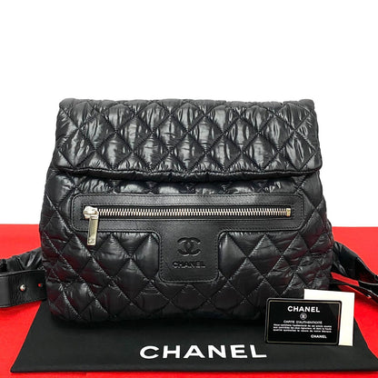 CHANEL Backpack leather black Coco cocoon quilting