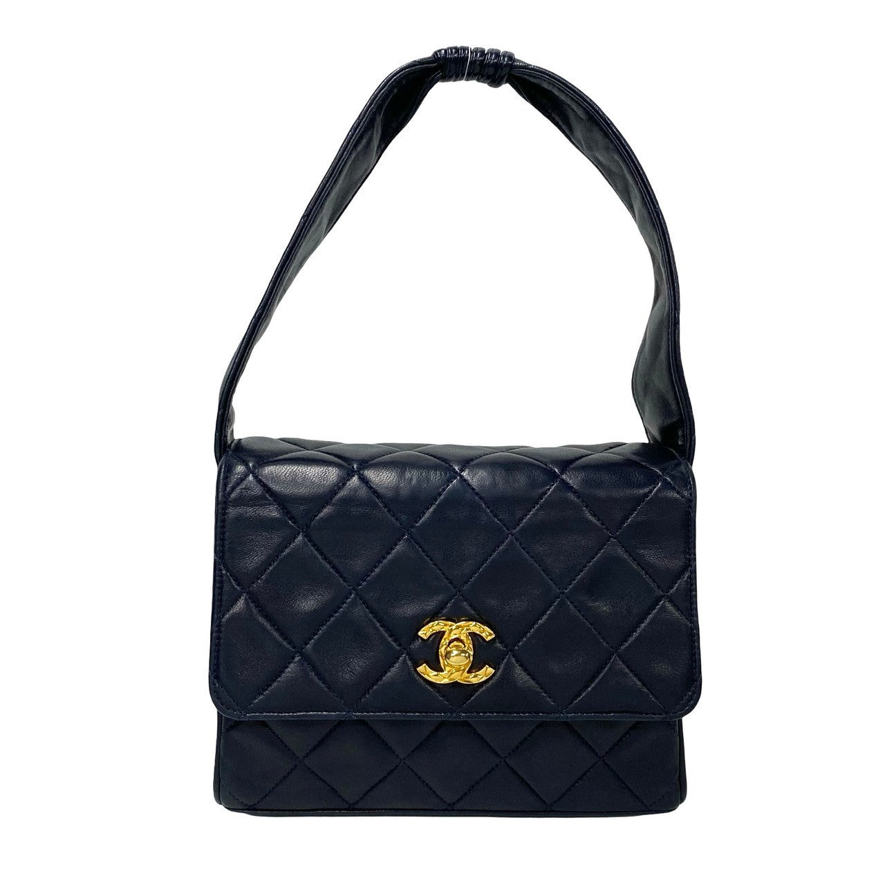 CHANEL Handbag lambskin Navy Matrasse