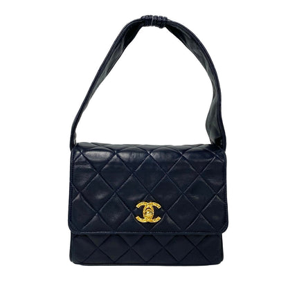 CHANEL Handbag lambskin Navy Matrasse