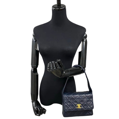 CHANEL Handbag lambskin Navy Matrasse