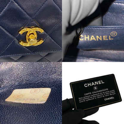 CHANEL Handbag lambskin Navy Matrasse