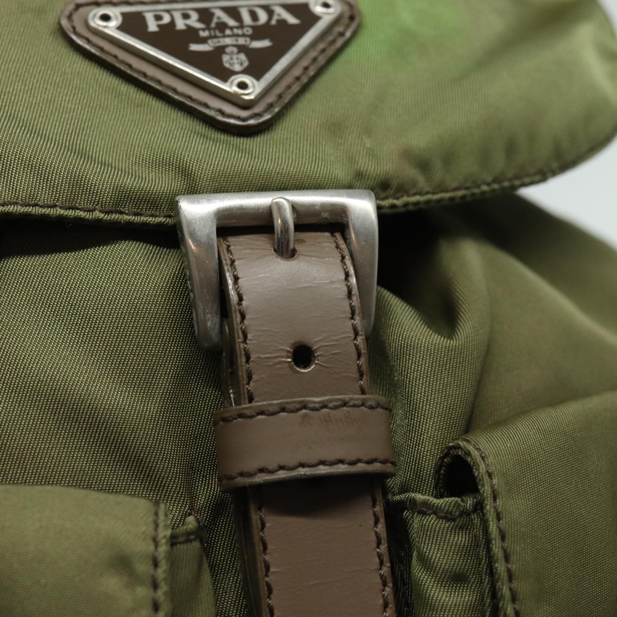 PRADA Shoulder Bag Nylon Khaki Auth 78808