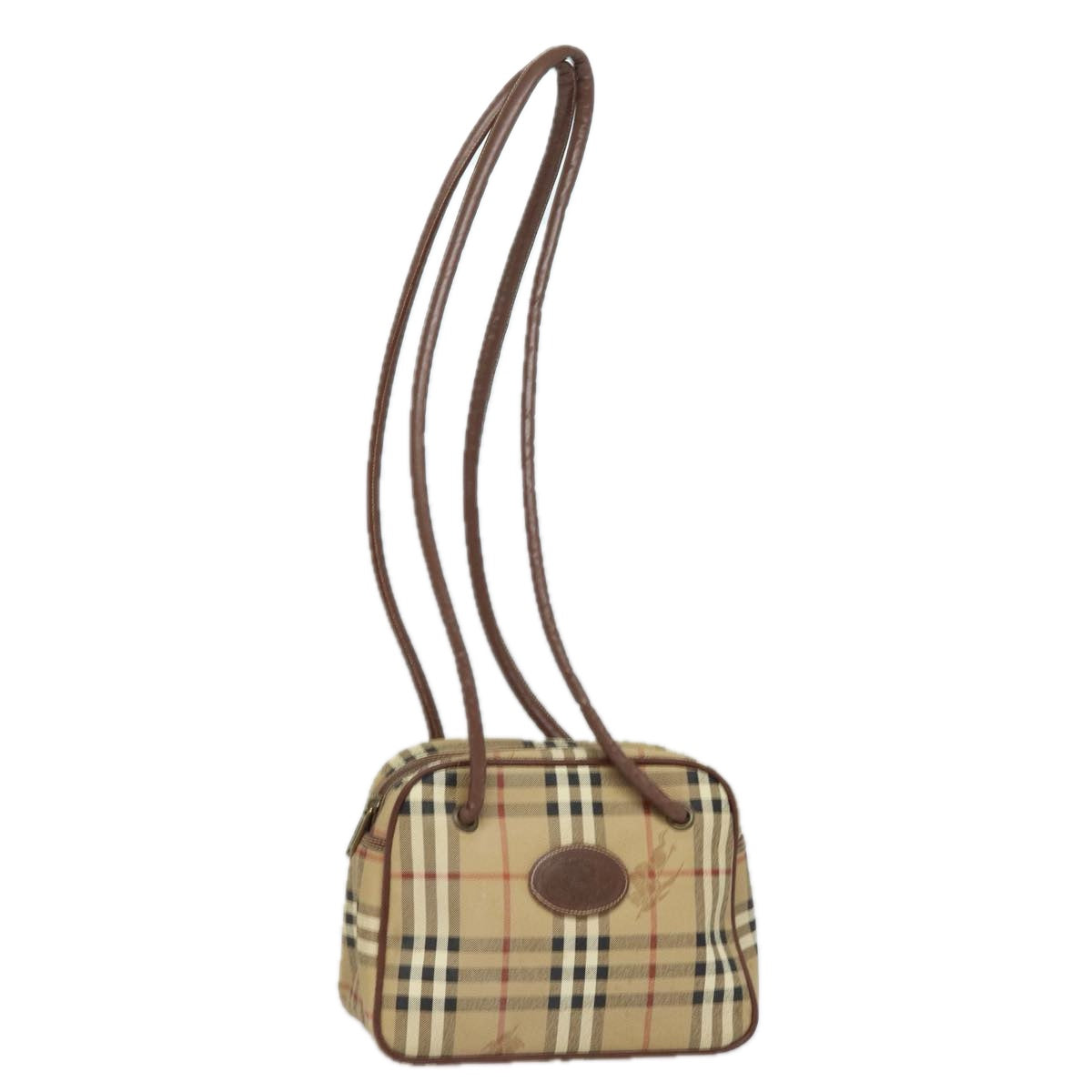 BURBERRYSs Nova Check Shoulder Bag PVC Leather Beige Auth 78850