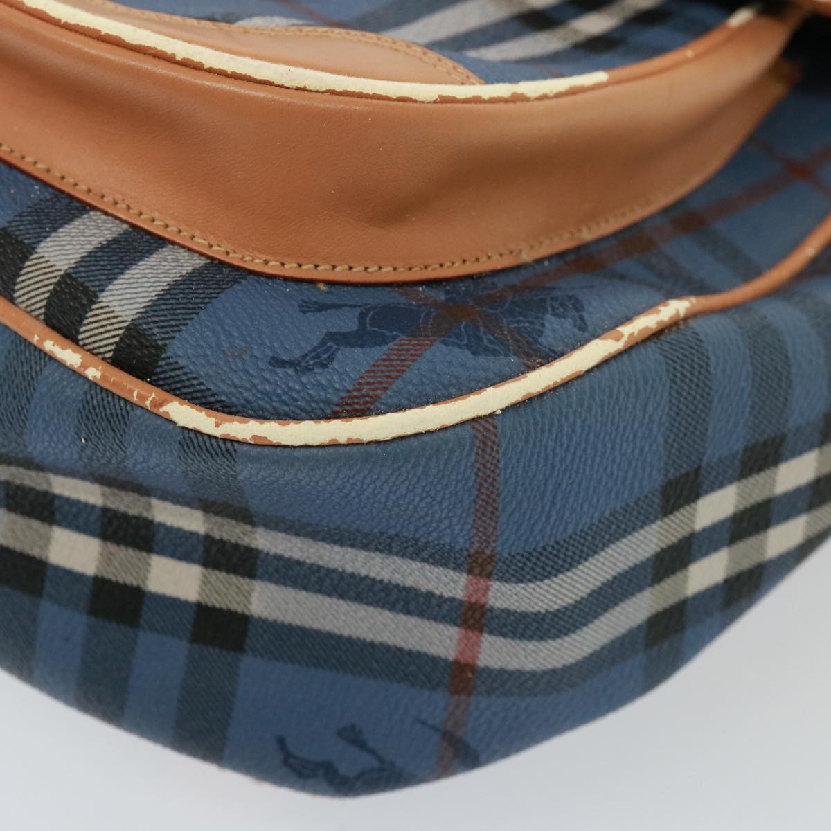 BURBERRYSs Nova Check Shoulder Bag PVC Leather Blue Auth 78851