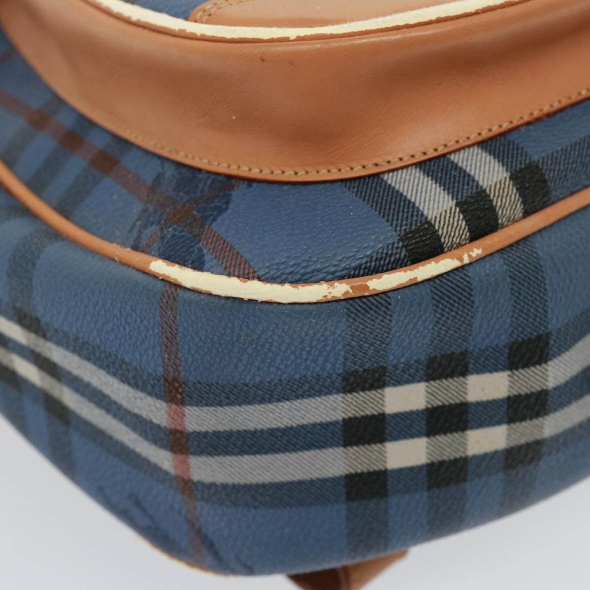BURBERRYSs Nova Check Shoulder Bag PVC Leather Blue Auth 78851