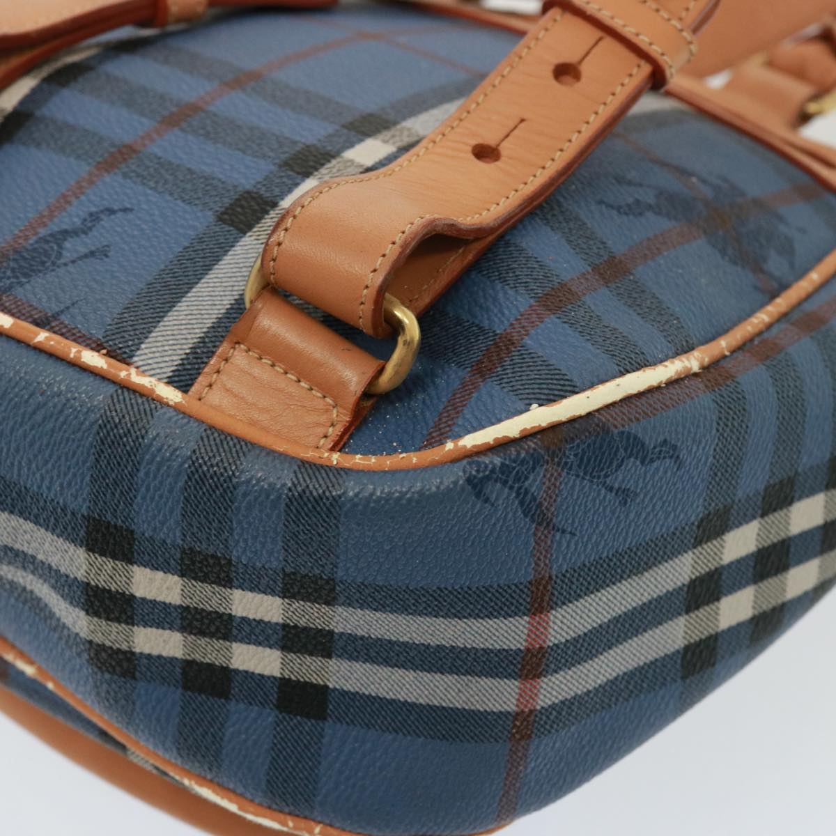 BURBERRYSs Nova Check Shoulder Bag PVC Leather Blue Auth 78851