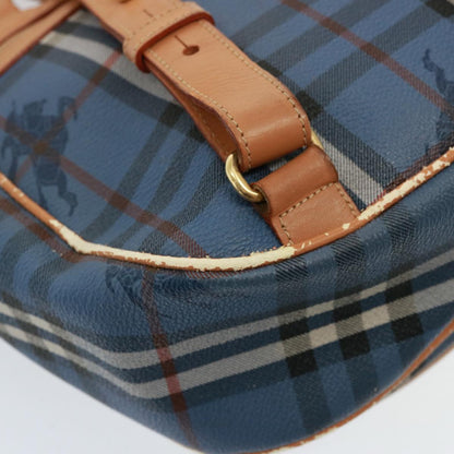 BURBERRYSs Nova Check Shoulder Bag PVC Leather Blue Auth 78851