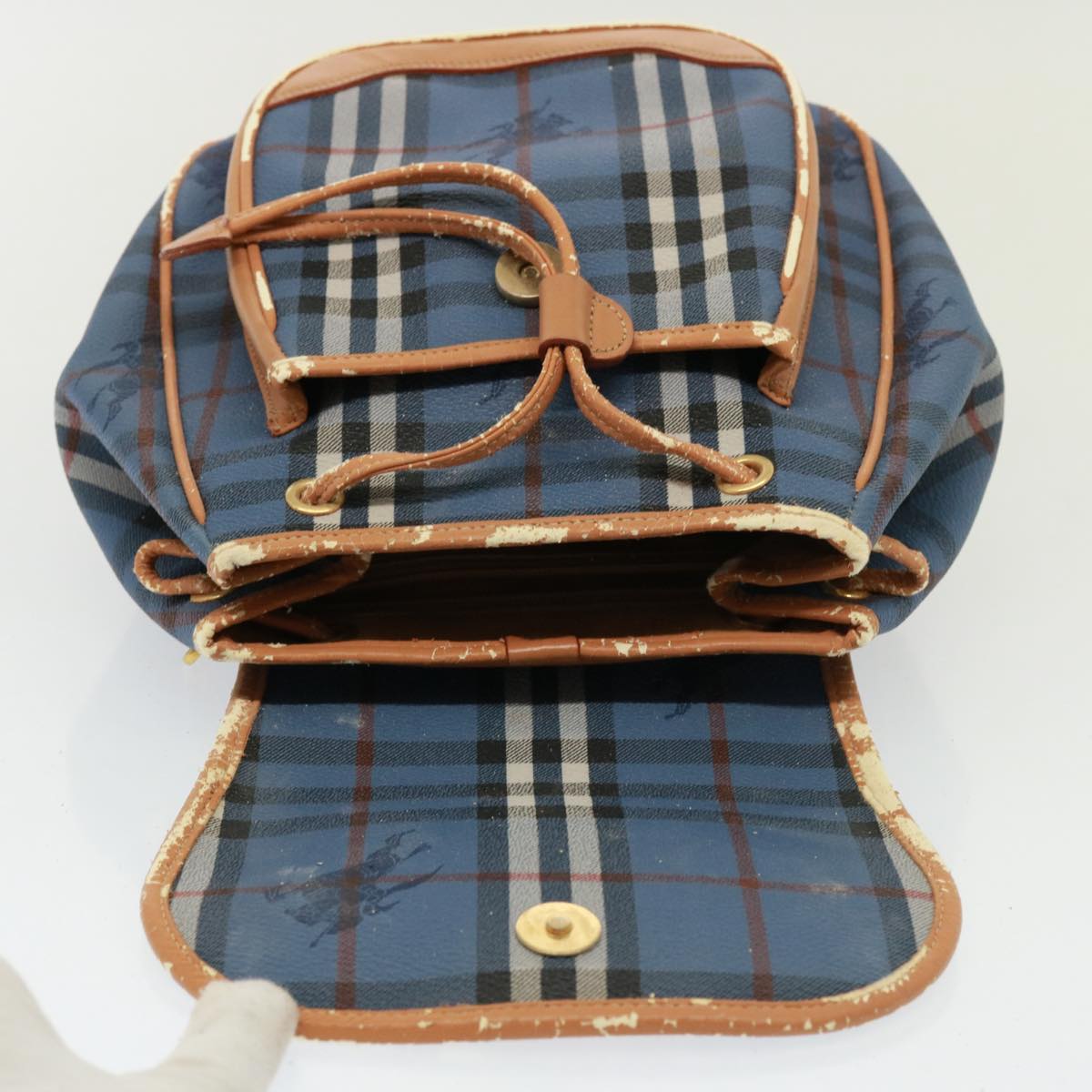 BURBERRYSs Nova Check Shoulder Bag PVC Leather Blue Auth 78851