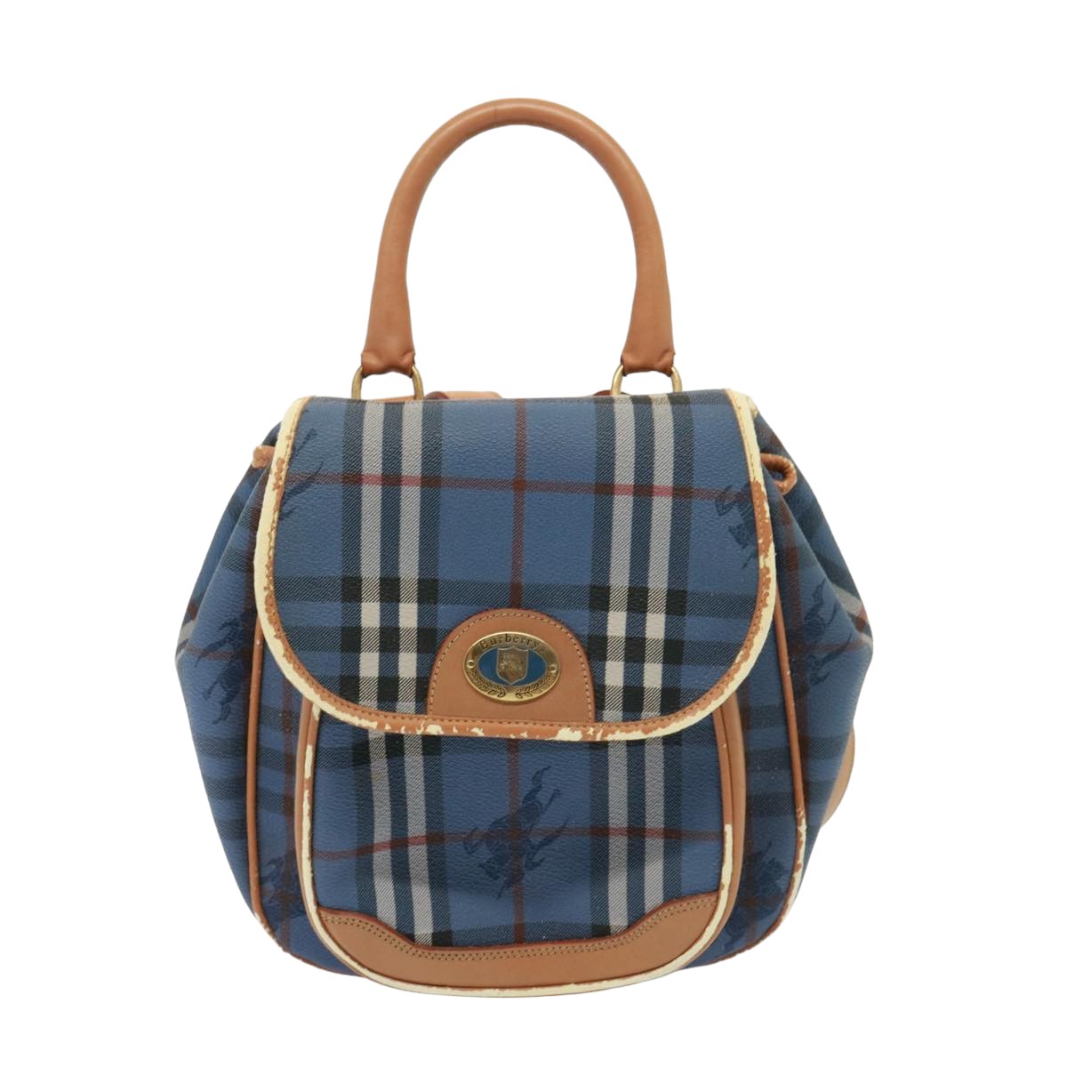 BURBERRYSs Nova Check Shoulder Bag PVC Leather Blue Auth 78851