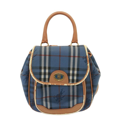 BURBERRYSs Nova Check Shoulder Bag PVC Leather Blue Auth 78851