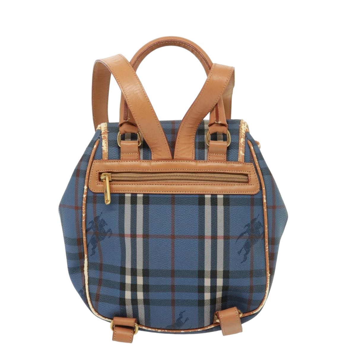 BURBERRYSs Nova Check Shoulder Bag PVC Leather Blue Auth 78851