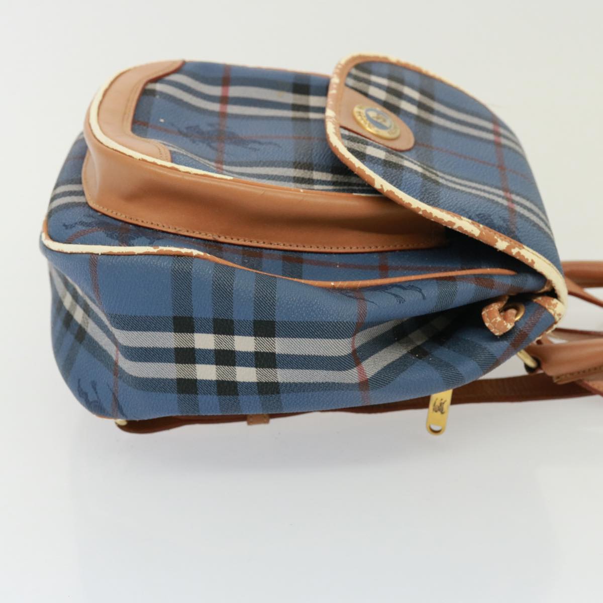 BURBERRYSs Nova Check Shoulder Bag PVC Leather Blue Auth 78851