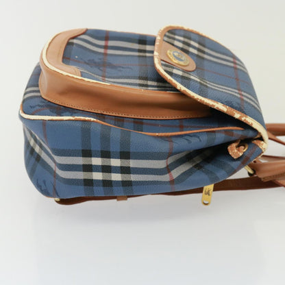 BURBERRYSs Nova Check Shoulder Bag PVC Leather Blue Auth 78851