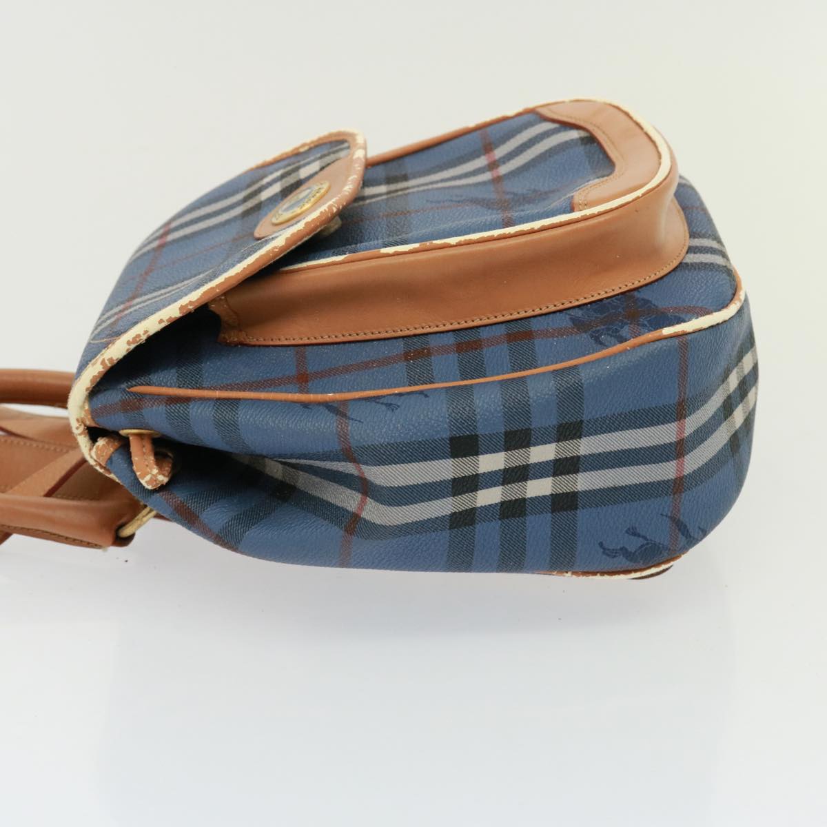 BURBERRYSs Nova Check Shoulder Bag PVC Leather Blue Auth 78851