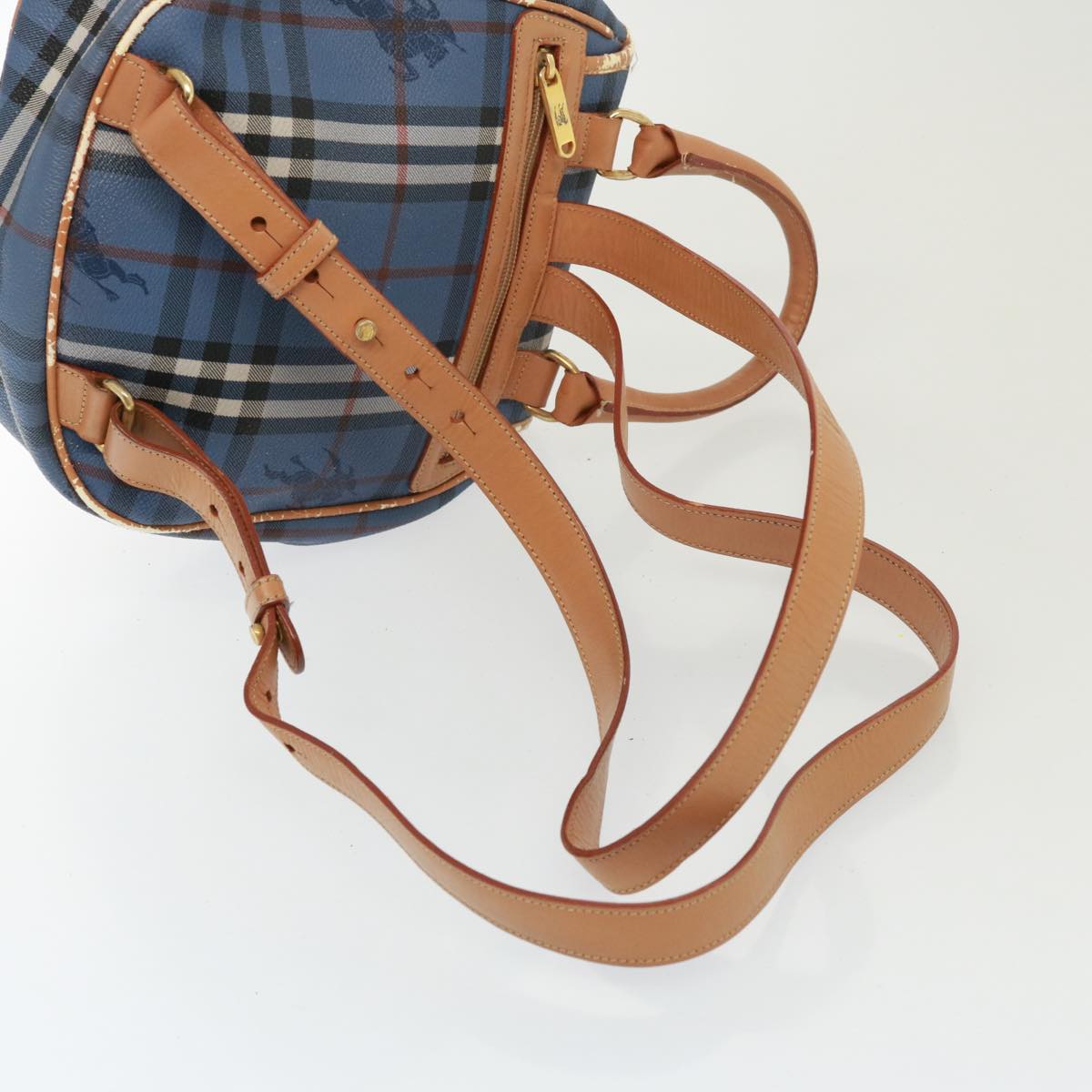 BURBERRYSs Nova Check Shoulder Bag PVC Leather Blue Auth 78851