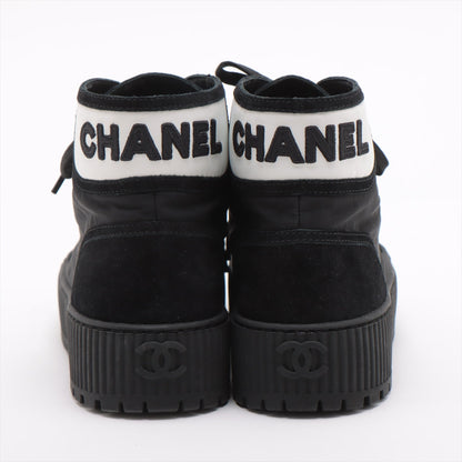 Chanel Coco Leather X Fabric High-Cut Sneaker 35  Black G38091
