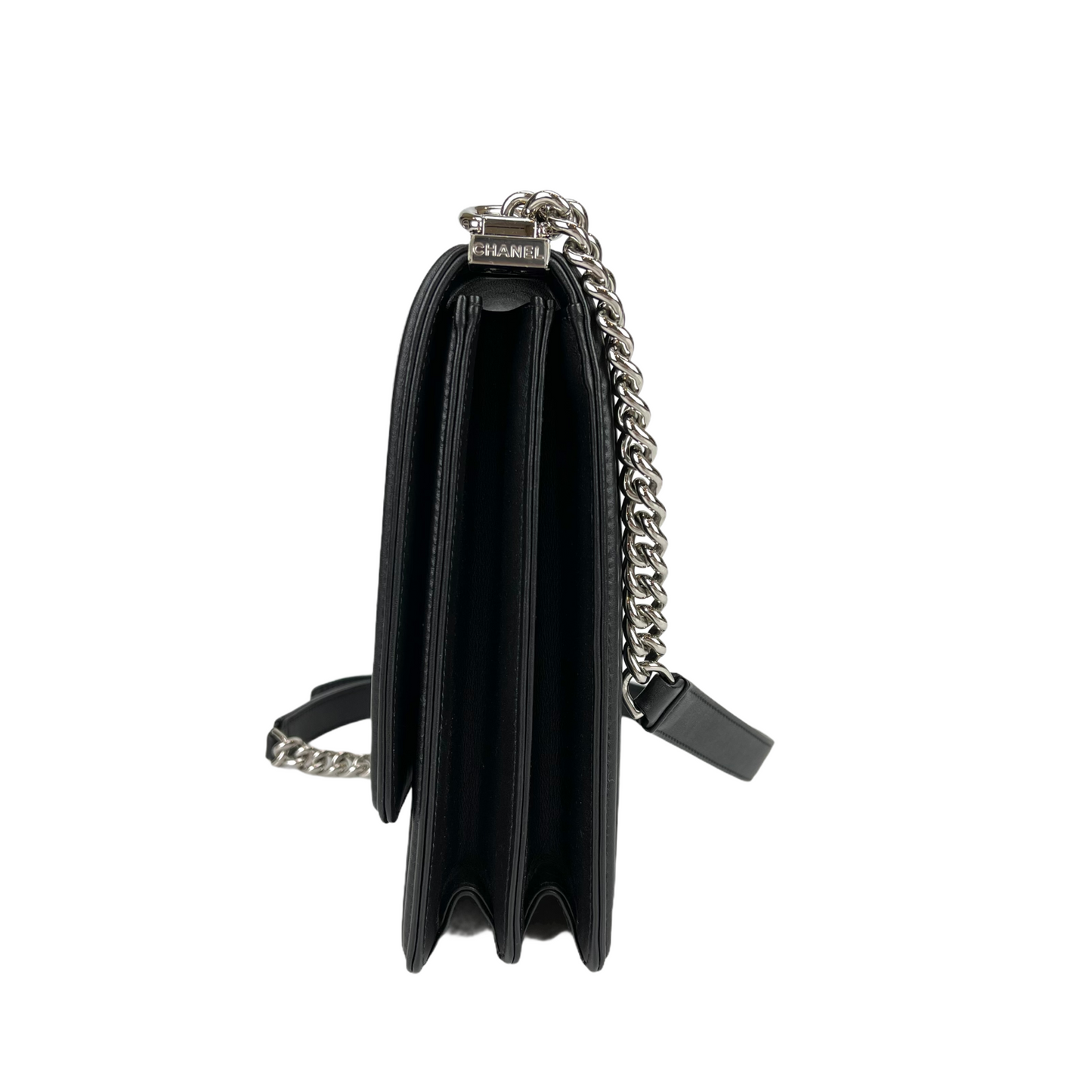 Vertical North South Boy Flap Bag in Black SHW