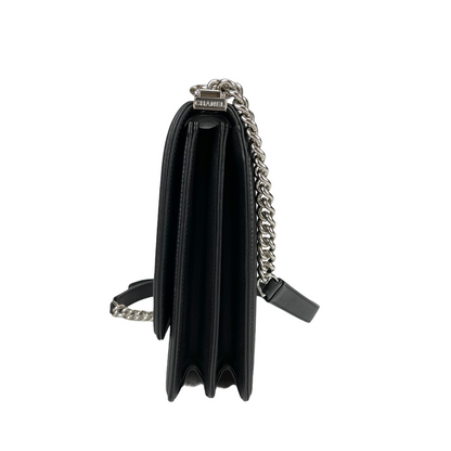 Vertical North South Boy Flap Bag in Black SHW
