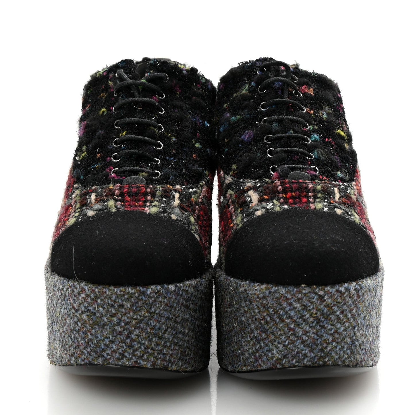 Tweed Lace Up Platform Oxford 39 Multicolor