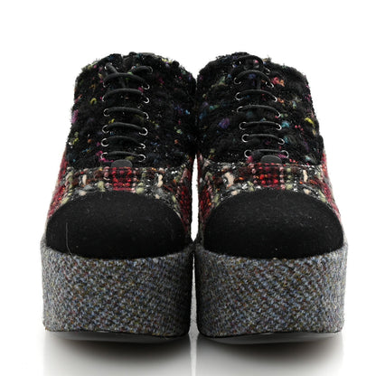 Tweed Lace Up Platform Oxford 39 Multicolor