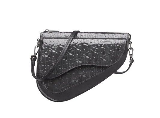 Christian Dior Saddle Boxy Pouch Crossbody Bag Oblique Embossed Calfskin Purple Leather Crossbody Bag Bag ()