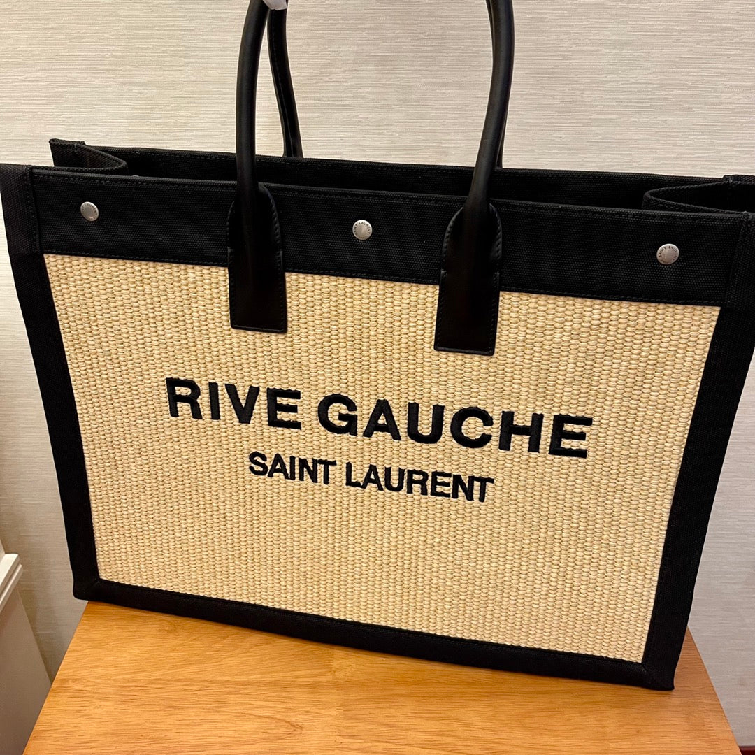 Yves Saint Laurent Rive Gauche Tote Bag In Raffia