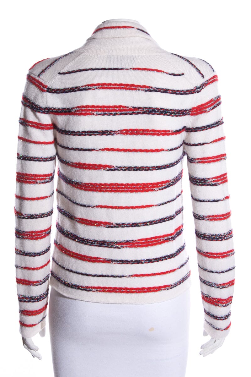 Chanel Red, White and Blue Cashmere Cardigan SZ 34