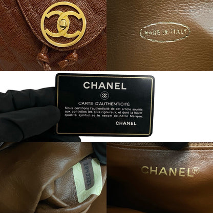 CHANEL Backpack Matt caviar skin Brown Matrasse