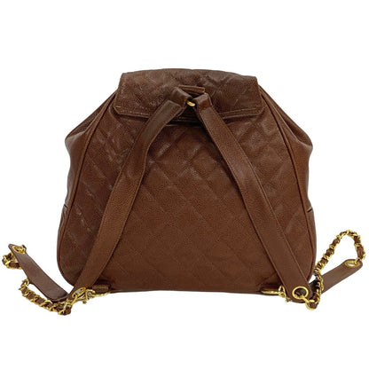 CHANEL Backpack Matt caviar skin Brown Matrasse
