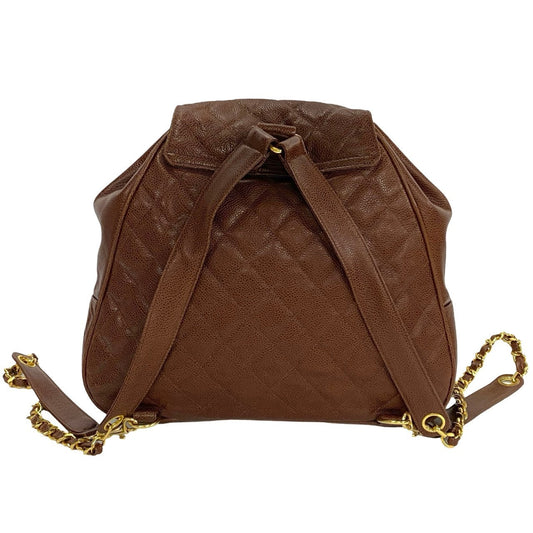 CHANEL Backpack Matt caviar skin Brown Matrasse