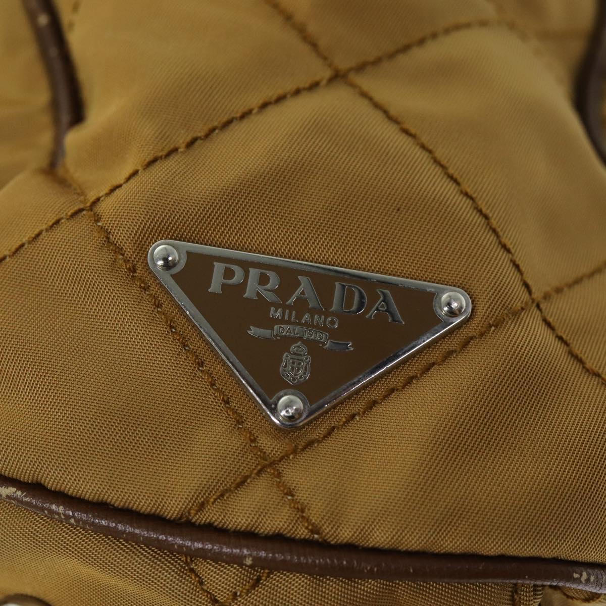 PRADA Chain Quilted Shoulder Bag Nylon Brown Auth 79108