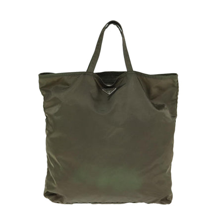 PRADA Robot Tote Bag Nylon Khaki Auth 79153