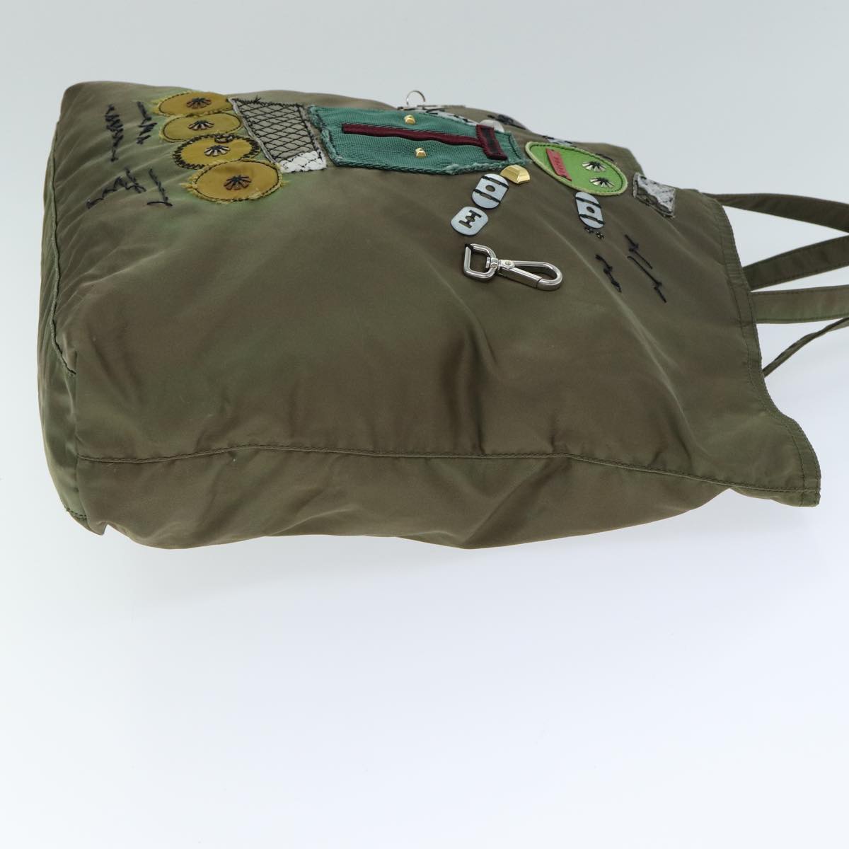 PRADA Robot Tote Bag Nylon Khaki Auth 79153