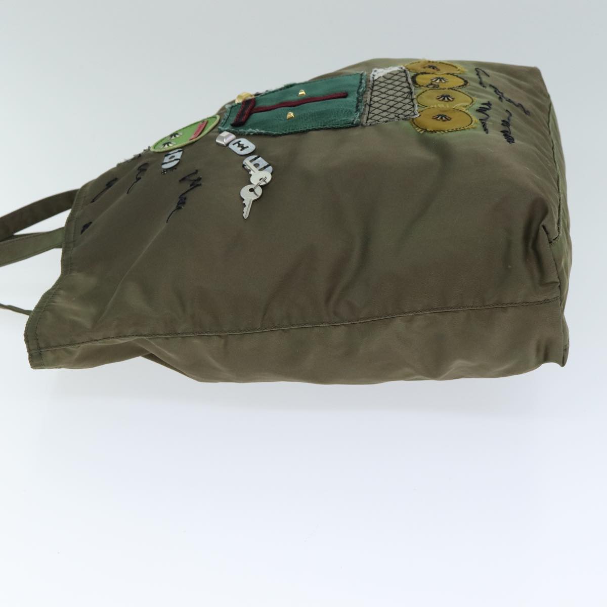 PRADA Robot Tote Bag Nylon Khaki Auth 79153