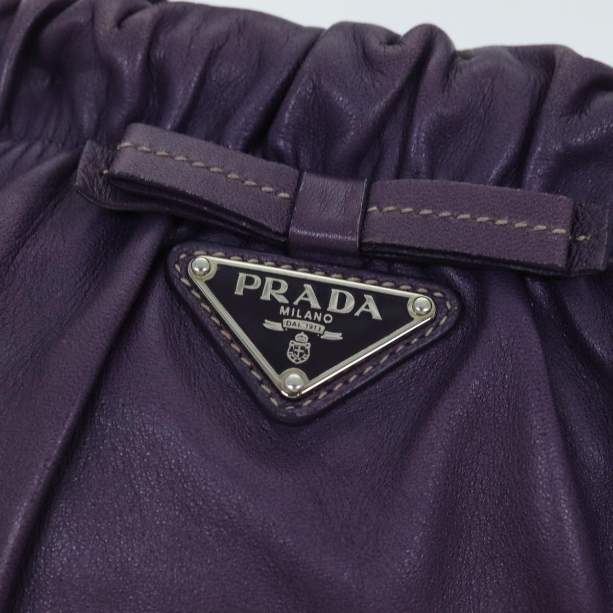 PRADA Hand Bag Leather Purple Auth 79217