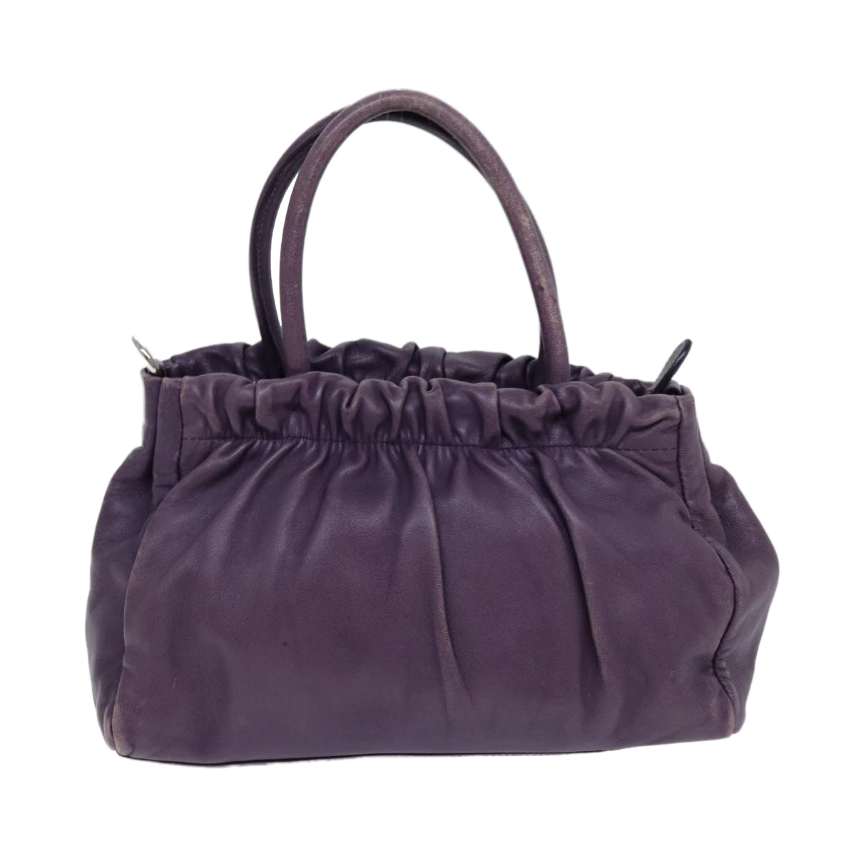 PRADA Hand Bag Leather Purple Auth 79217