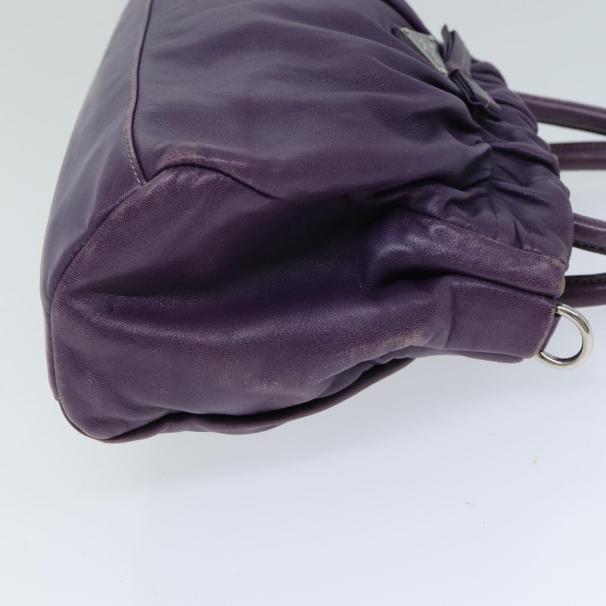 PRADA Hand Bag Leather Purple Auth 79217