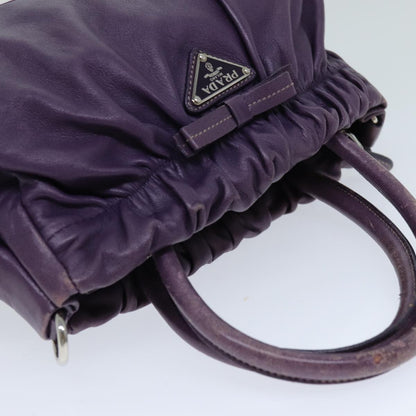 PRADA Hand Bag Leather Purple Auth 79217